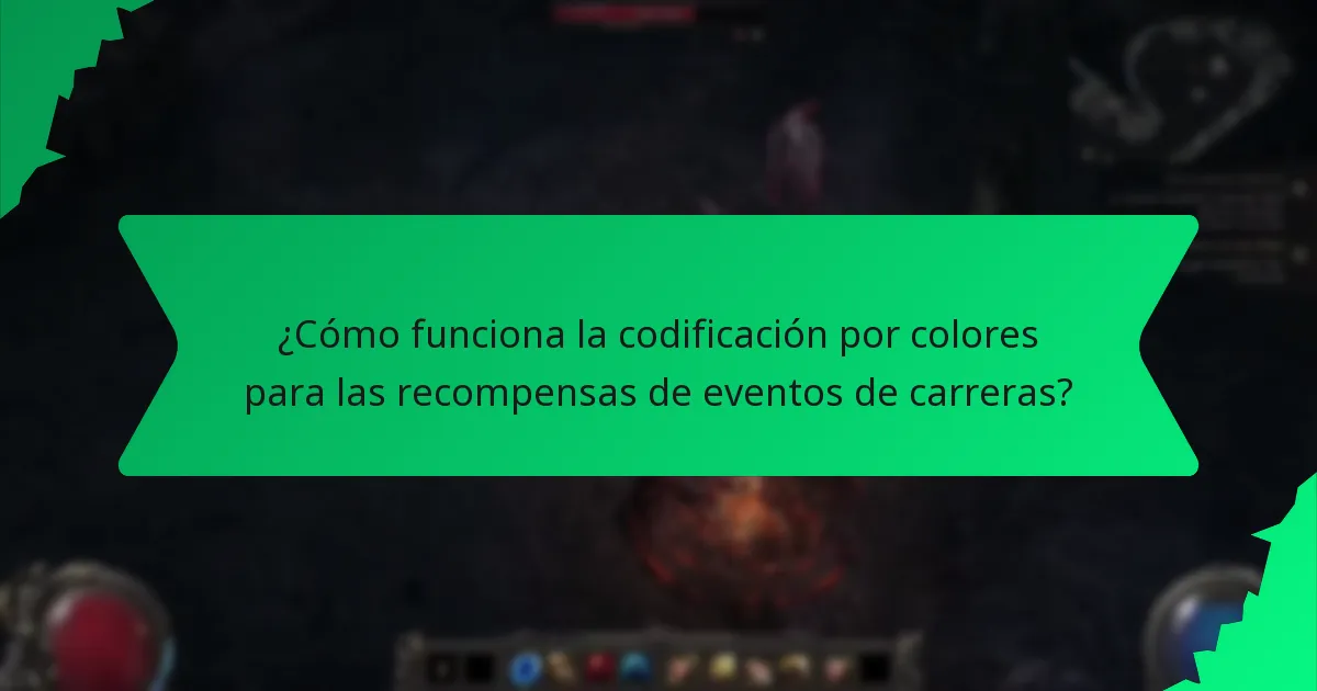 ¿Cómo funciona la codificación por colores para las recompensas de eventos de carreras?