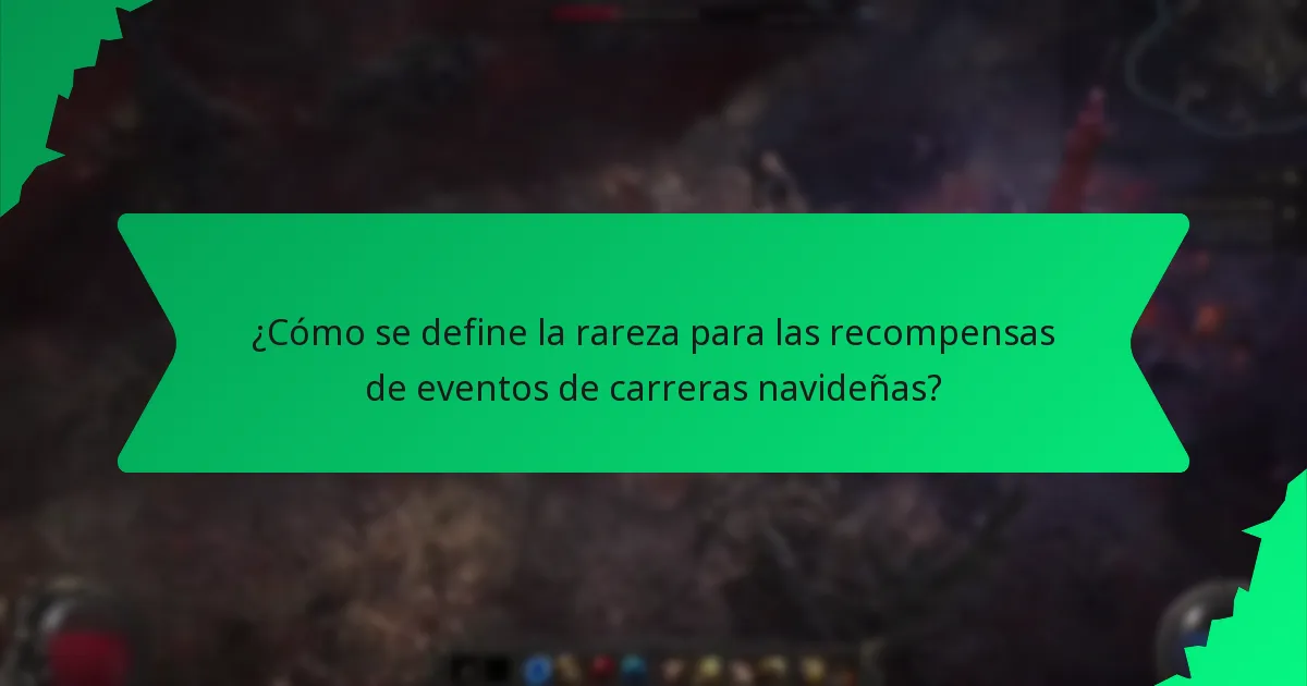 ¿Cómo se define la rareza para las recompensas de eventos de carreras navideñas?