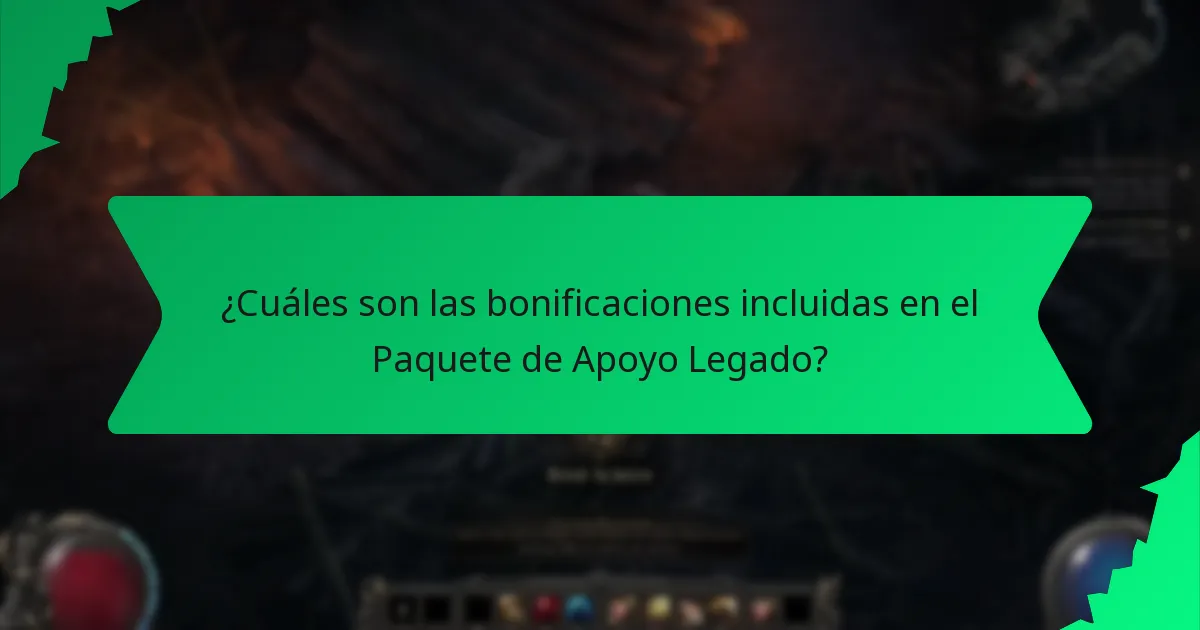 ¿Qué colores están asociados con las bonificaciones del Paquete de Apoyo Legado?