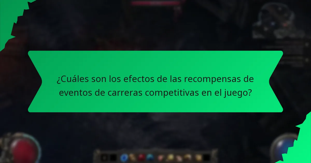 ¿Cuáles son los efectos de las recompensas de eventos de carreras competitivas en el juego?