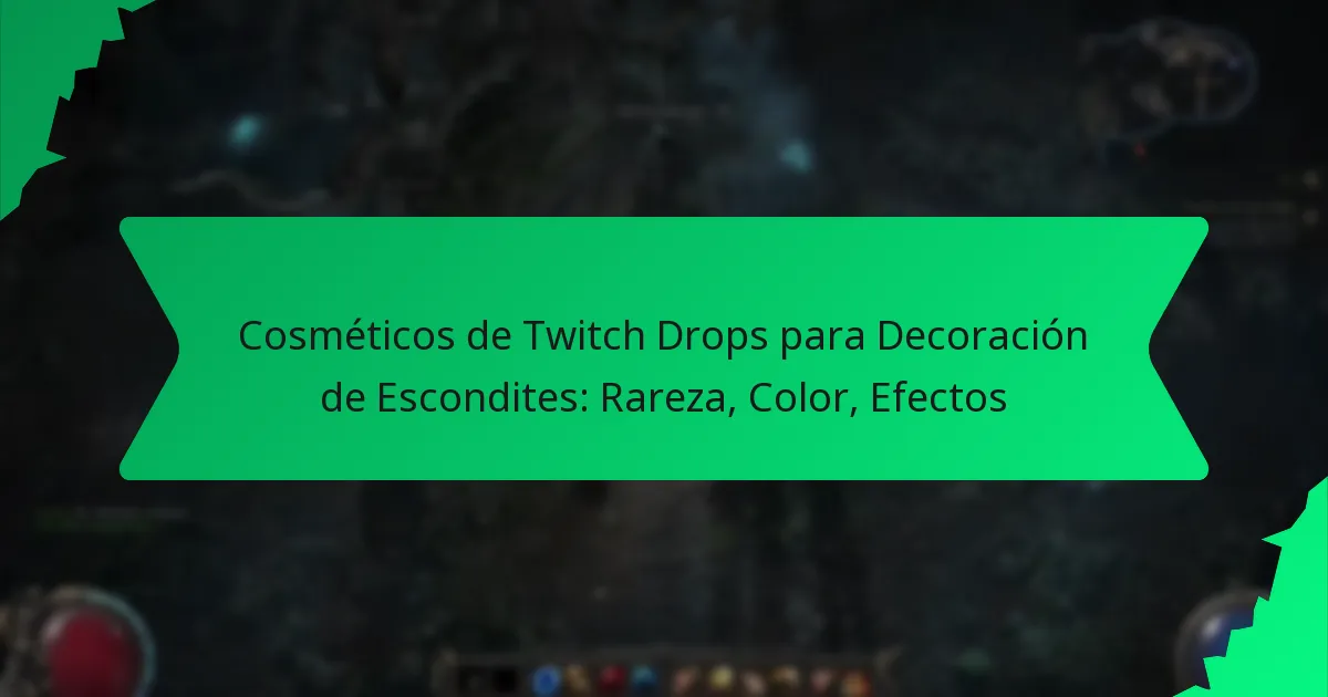 Cosméticos de Twitch Drops para Decoración de Escondites: Rareza, Color, Efectos